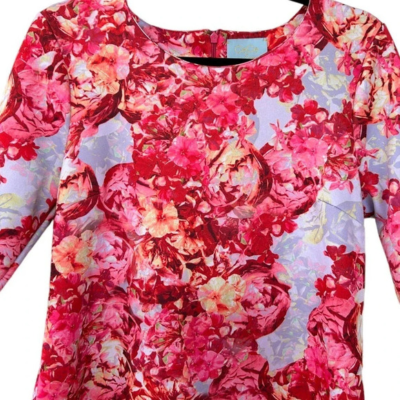 CeCe by Cynthia Steffe Women's Pink Multishade Floral Shift Dress Size Large - Picture 2 of 6